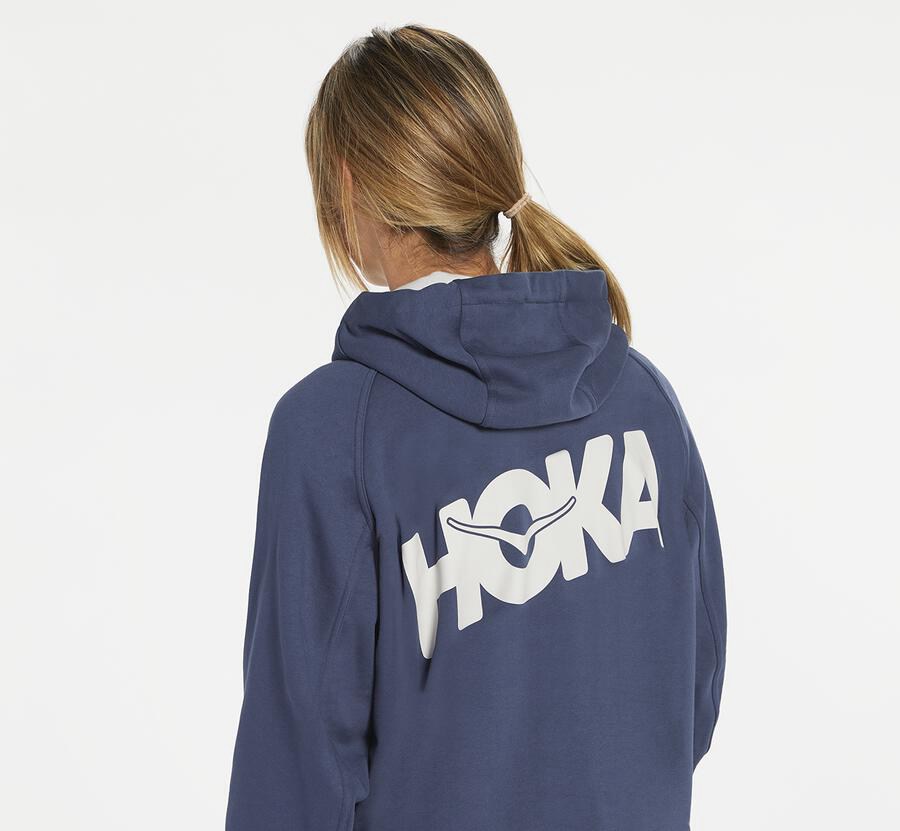 Hoka One One Kapşonlu Sweatshirt Erkek Lacivert - Bondi - RF3426851